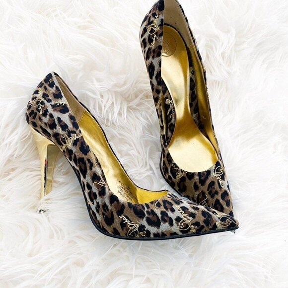Baby Phat Leopard Print Gold Heels Vintage Y2K Customized 🎉HOST PICK 🎉 - Picture 4 of 12
